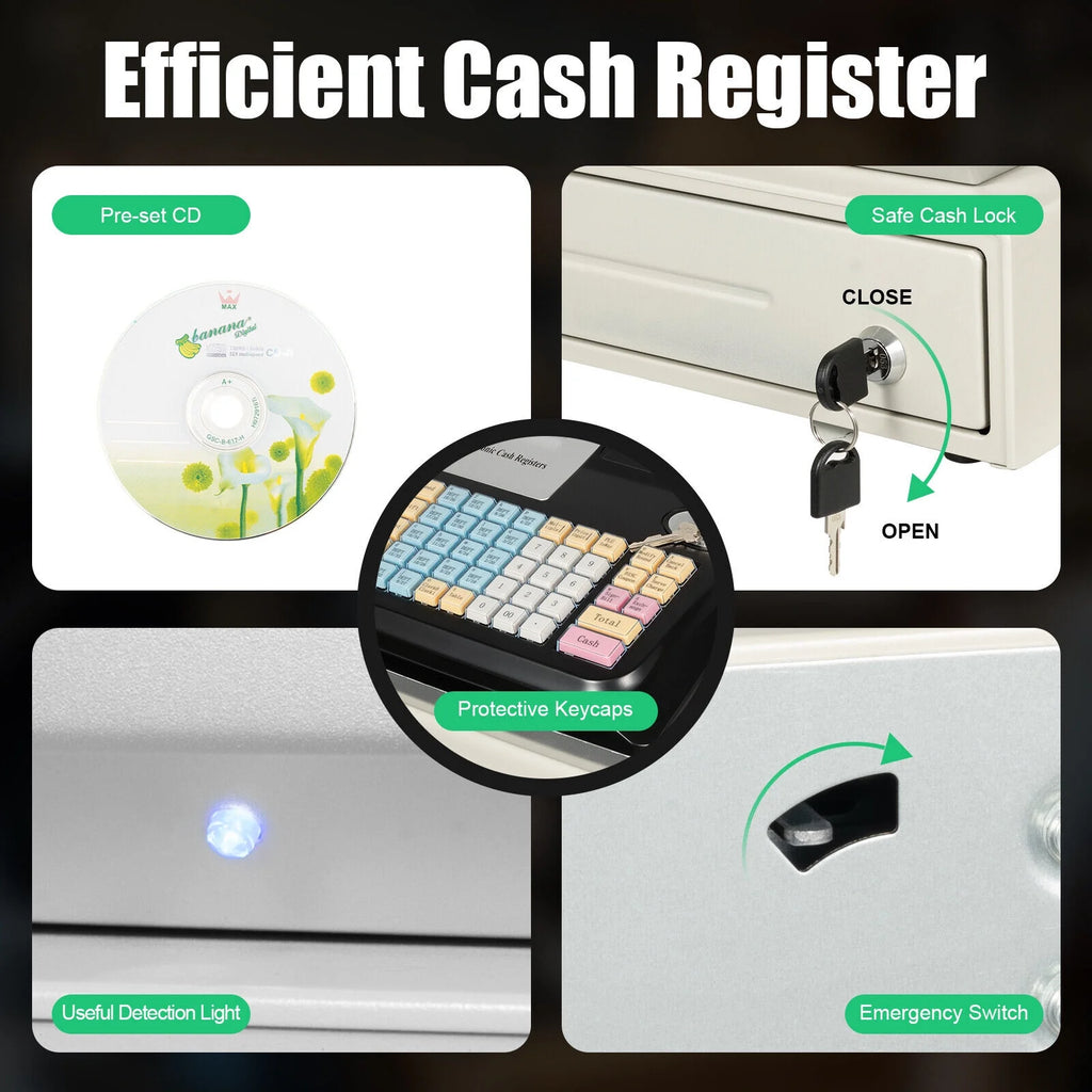 Electronic POS System Cash Register 48 Keys for Retail R449647