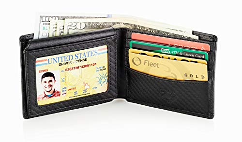 Men’s Leather Bifold Wallet with RFID Blocking and ID Window H486