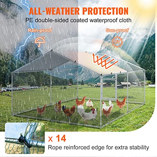 VEVOR Large Metal Chicken Coop with Run, Walk-in Outdoor Poultry Pen W388