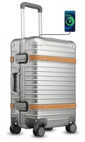 LUGGEX All Aluminum Carry On Luggage with Wheels - Zipperless Hardshell Luggage with TSA Lock (Silver Suitcase,20 Inch)