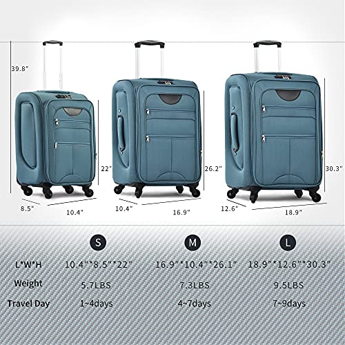 Merax Softside Luggage Set 3 Piece Expandable with Spinner Wheels TSA Lock O146