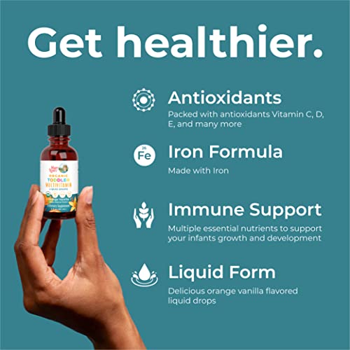 MaryRuth Organics Multivitamin & Multimineral with Iron for Toddlers, Liquid Drops, Ages 1-3, 2 Fl Oz O55990