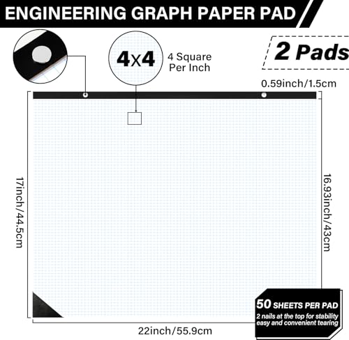 gisgfim Large Engineering Graph Paper 22x17 inch Quad Grid Desk Pad E794