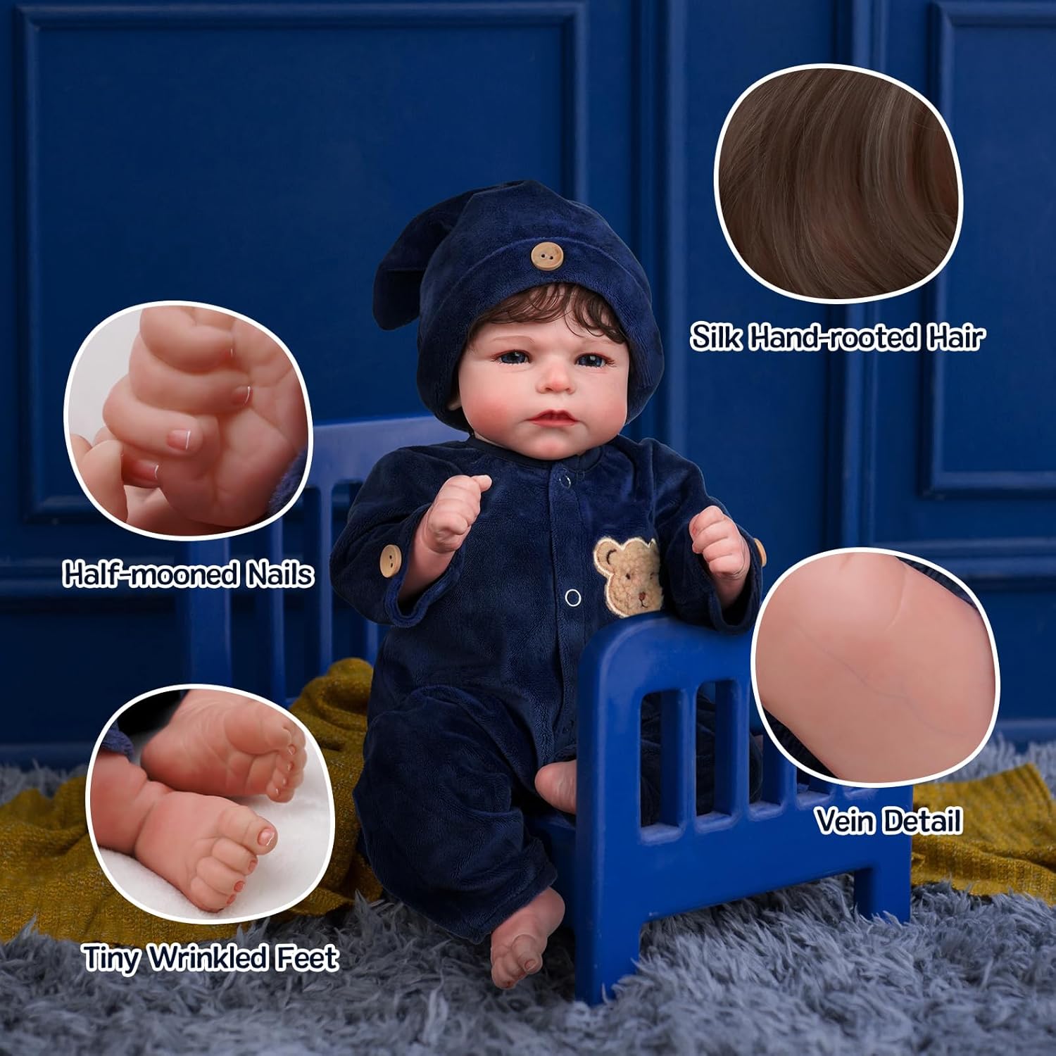 JIZHI Lifelike Reborn Baby Dolls 17 Inch Realistic Boy Soft Body Gift Set L153405