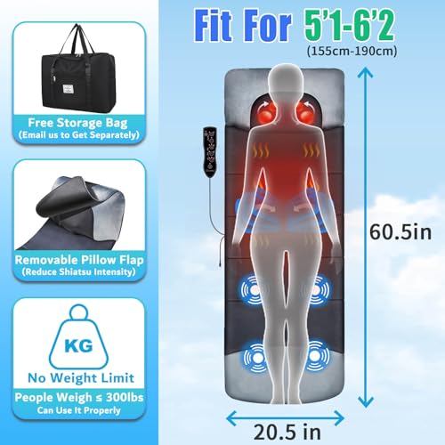 Full Body Massage Mat with Shiatsu Neck Massager and Heat J9949