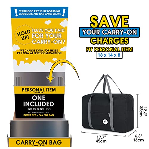 Spirit Airlines Personal Item Bag 18x14x8 Foldable Travel Duffel Tote N449175