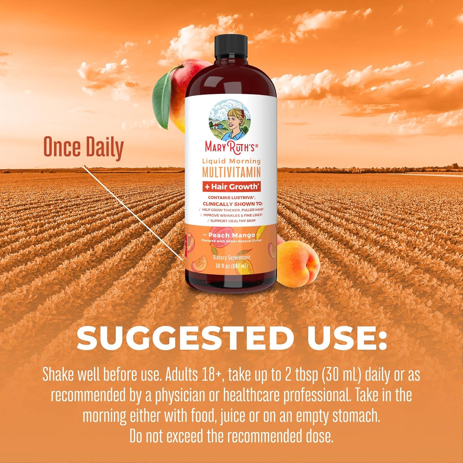 MaryRuth’s Nighttime Multimineral & Multivitamin Liquid with Hair Growth, Sugar-Free, Vegan J73444