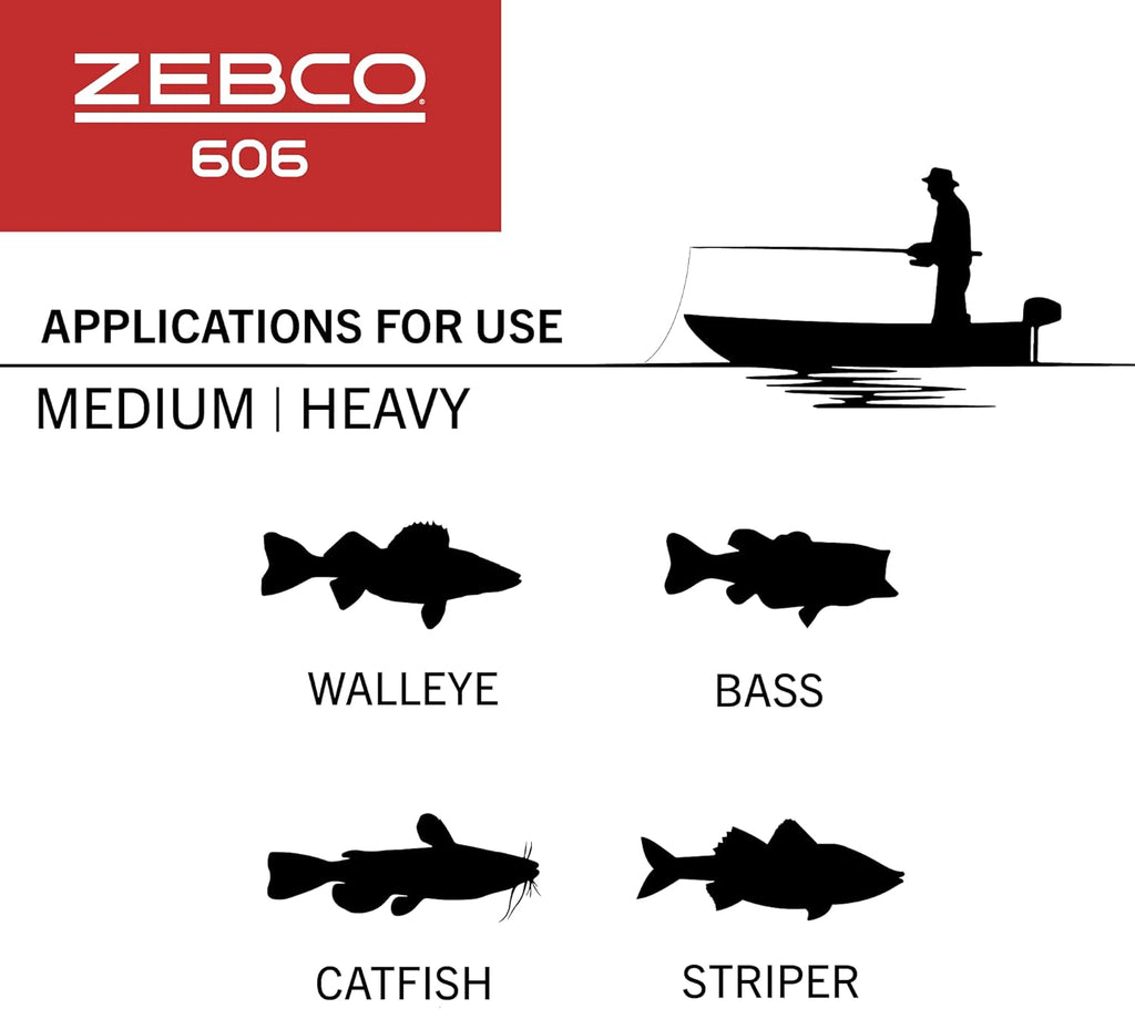 Zebco 606 Spincast Fishing Reel, Right-Hand Retrieve, Pre-Spooled D968
