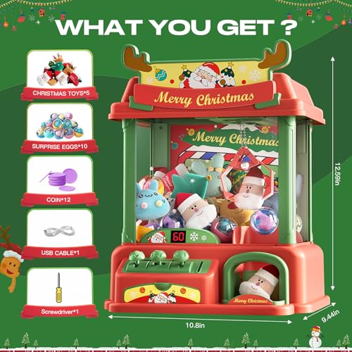 Christmas Claw Machine for Kids, Arcade Game with Lights Sounds, Gift for Ages 8-13 S205