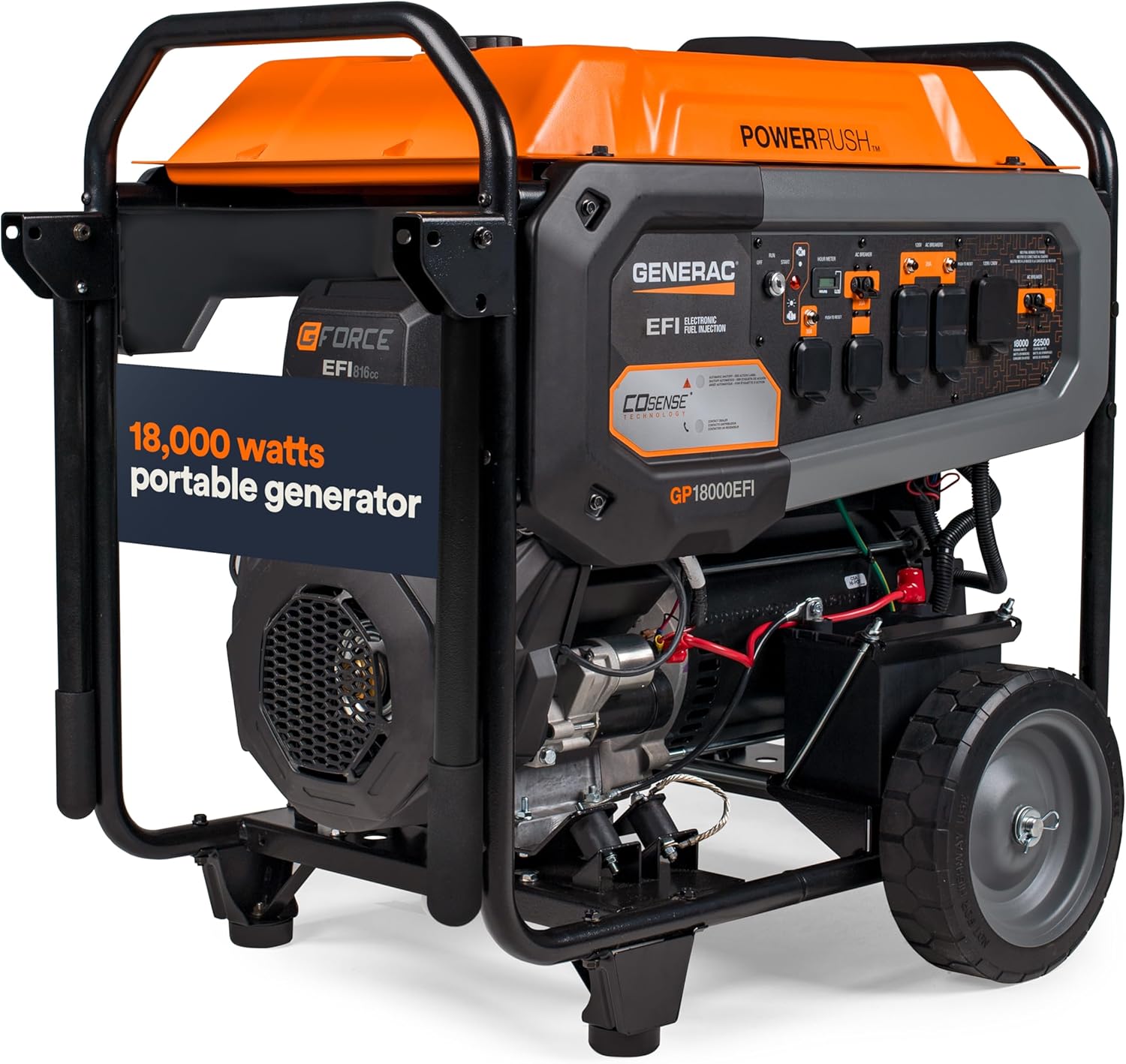 Generac 7706 GP18000EFI 18,000-Watt Gas-Powered Electric-Start Portable Generator with Cosense & EFI Engine, Transfer Switch Compatible