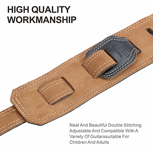 Nefelibata Guitar Strap 2.5" Wide Bavarian Tumbled Leather with Foam Padding Y83994