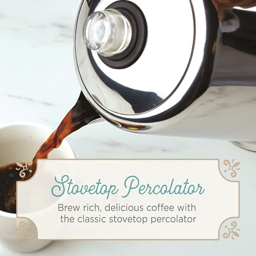 Farberware Classic Yosemite Stainless Steel Coffee Percolator, 8 Cup G414