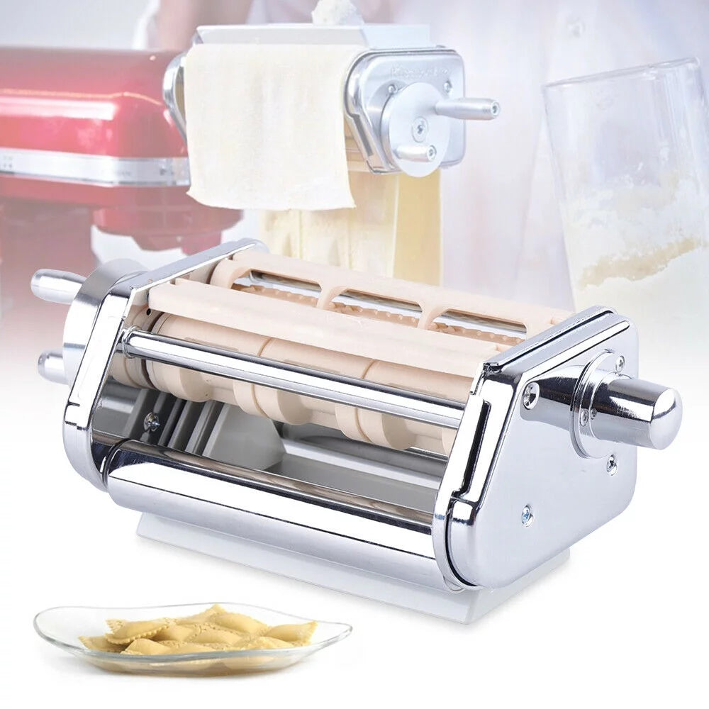 ZhdnBhnos Kitchen Pasta Roller Cutter Ravioli Maker Stand Mixer Attachment Stainless Steel C104560