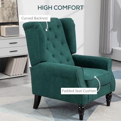 HOMCOM Mid-Century Modern High Wingback Accent Chair with Wood Legs, Dark Brown V59069