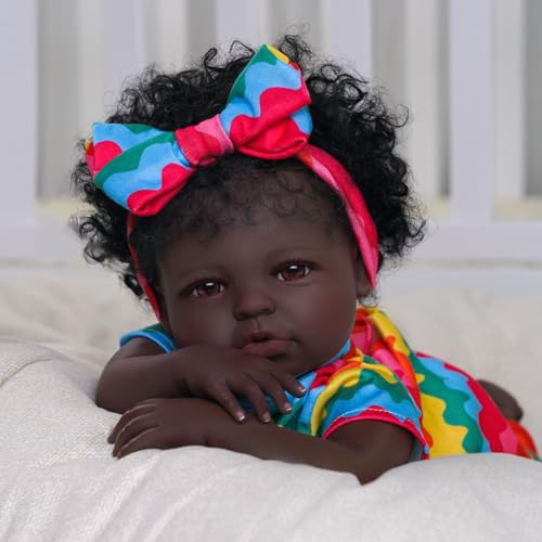 BABESIDE Lifelike Reborn Black Girl- 18-Inch Realistic Newborn Real Life Baby Dolls with Clothes and Toy Gift for Kids Age 3+ - Megan