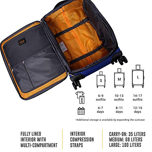 Lucas Ultra Lightweight Carry On Expandable 20 Inch Luggage Suitcase Royal Blue L22442