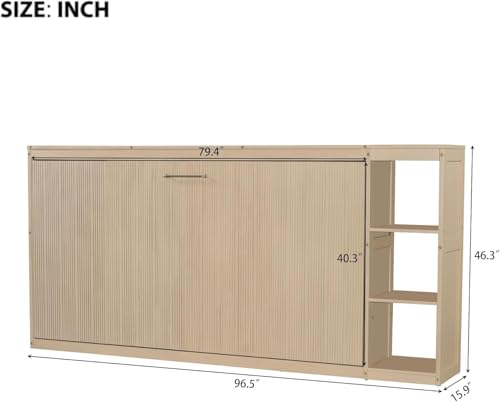 Full Murphy Bed with Storage Shelves, White Z979