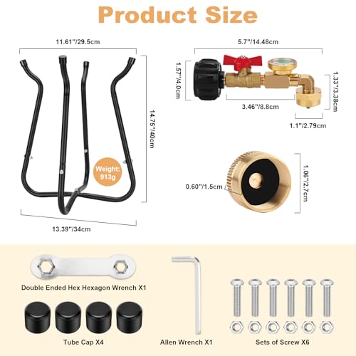 WADEO Propane Refill Adapter for 1lb Tank with Gauge and On-Off Valve J80251