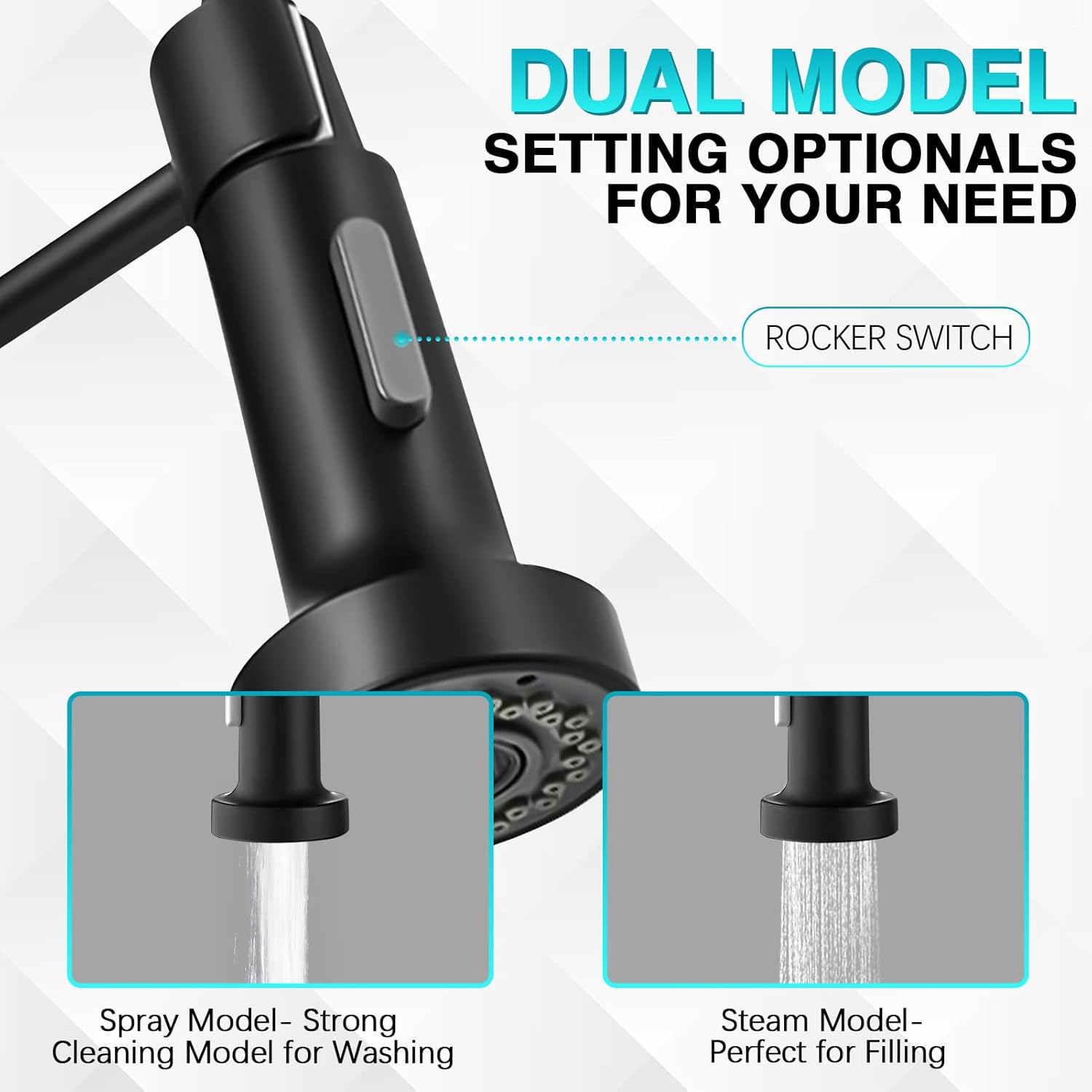 Kitchen Faucet with Pull Down Sprayer, 304 Stainless Steel, Matte Black J994