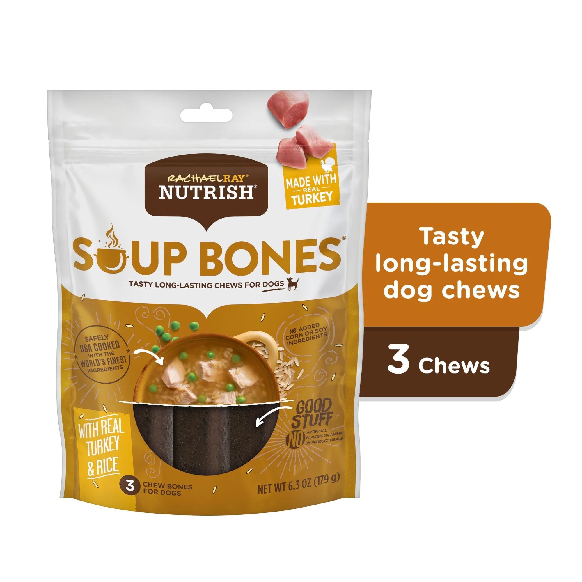 Rachael Ray Nutrish Soup Bones Dog Chews with Real Turkey & Rice O475080