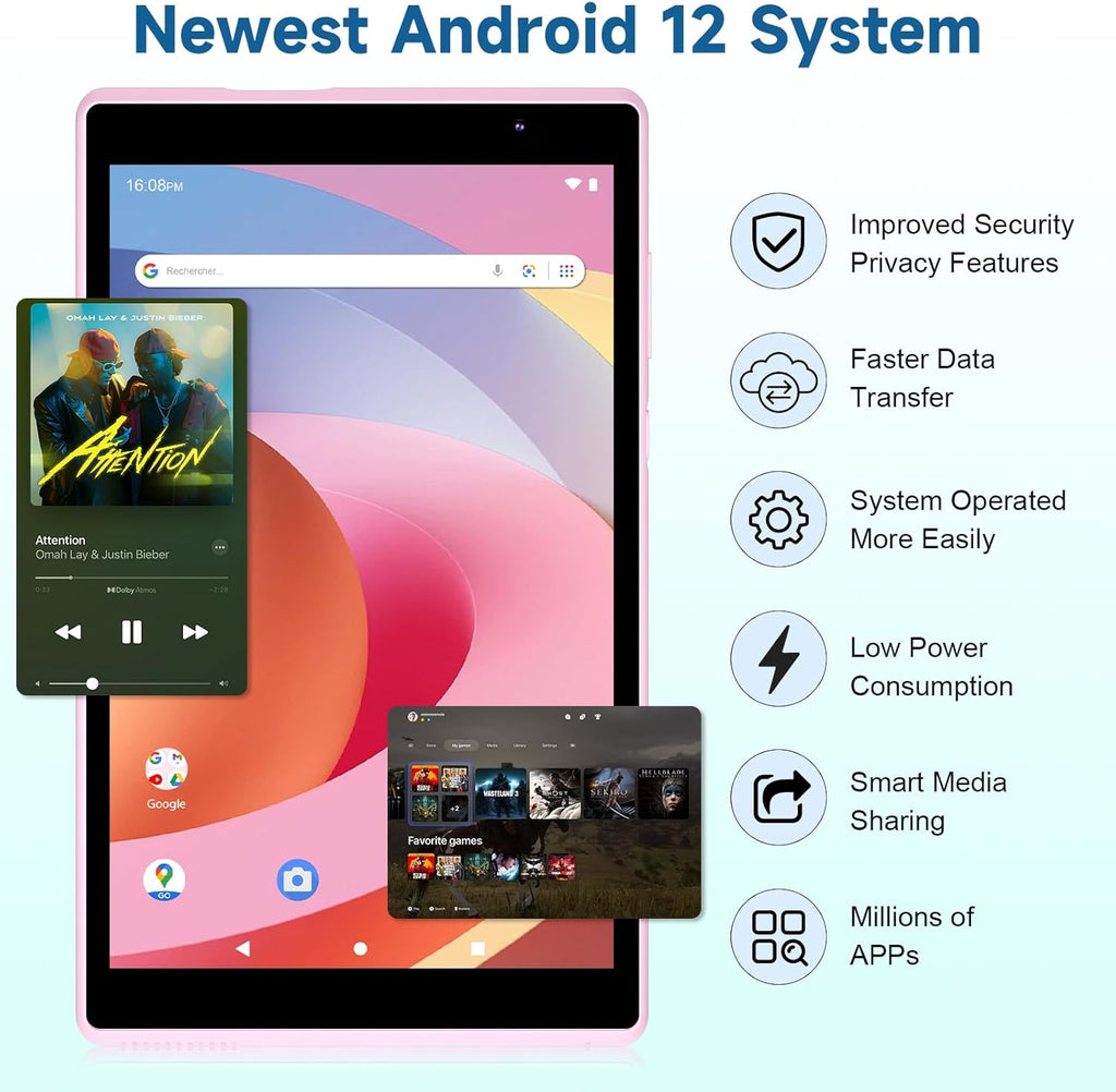 Android Tablet 8 inch, 4GB RAM 32GB, Pink A466052