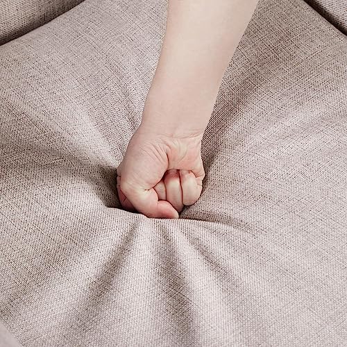 Yaheetech Accent Chair, Button Tufted Armchair, Linen Fabric, Beige I842707