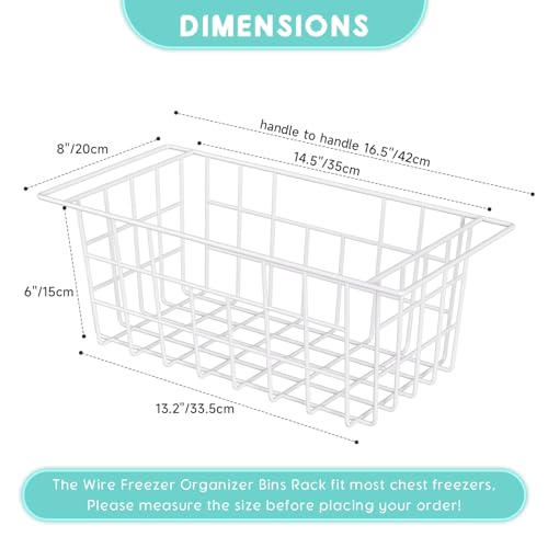 Chest Freezer Organizer Bins 2Packs with Hanging Handles, Metal Wire Storage Basket N1098