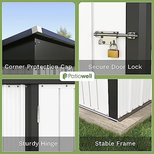 Patiowell 5x3 FT Outdoor Storage Shed with Sloping Roof and Lockable Door, Brown L4971