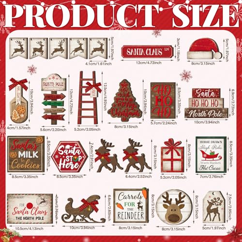 Nuogo 24 Pcs Christmas Tiered Tray Decorations Set with 2 Tier Stand C248
