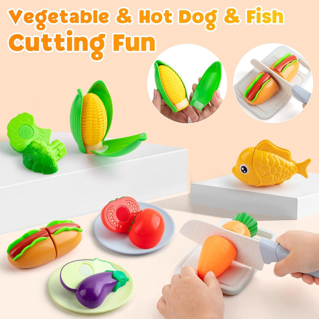 Pretend Play Kitchen Accessories Set, 44PCS Kids Cookware Toys with Gas Stove Sound & Light Z90914