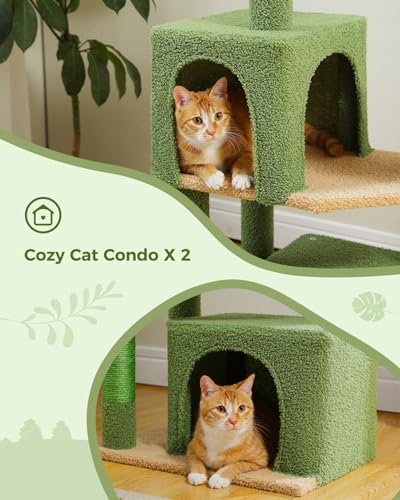 45-Inch Cat Tree with 2 Condos, Scratching Posts and Hammock F616