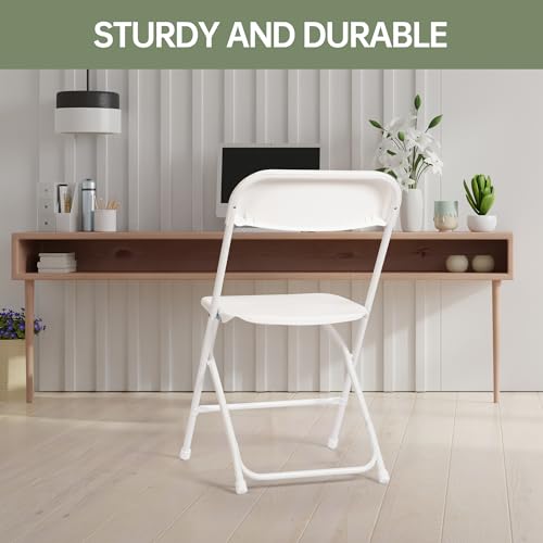Plastic Folding Chair 10-Pack, Portable Commercial, 450 lb Capacity, White R613