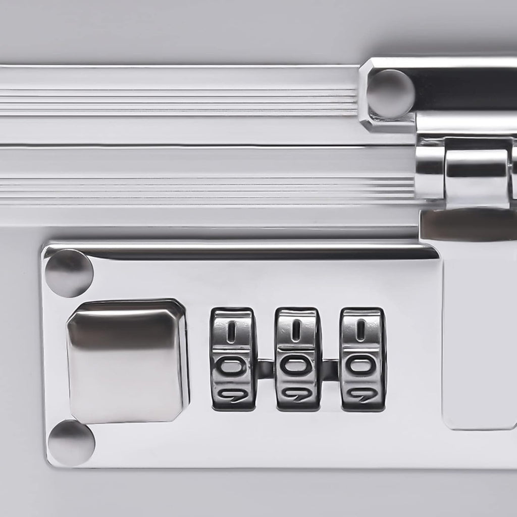 Aluminum Attache Case with Combination Lock, 15 x 13 x 4.3 Inch, Silver W584698