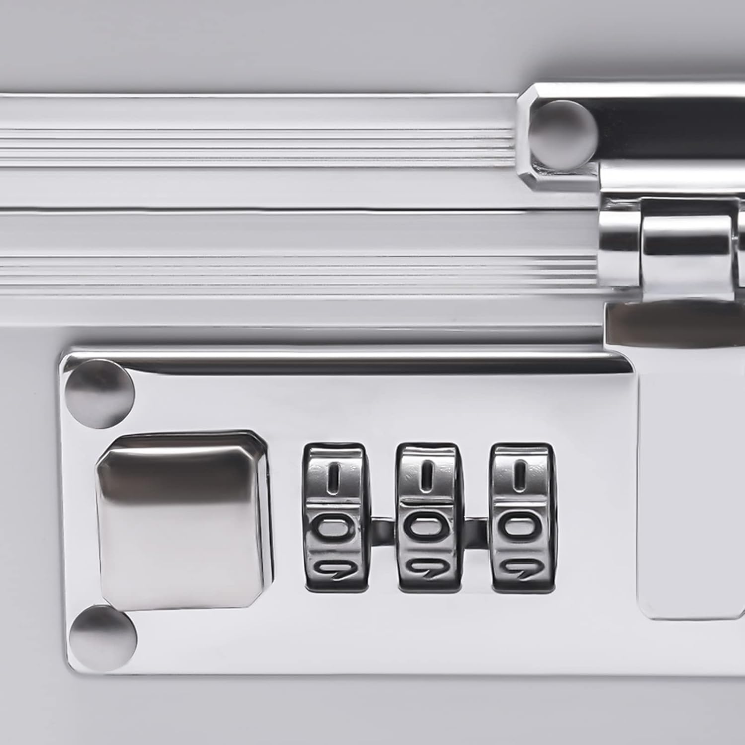 Aluminum Attache Case with Combination Lock, 15 x 13 x 4.3 Inch, Silver W584698