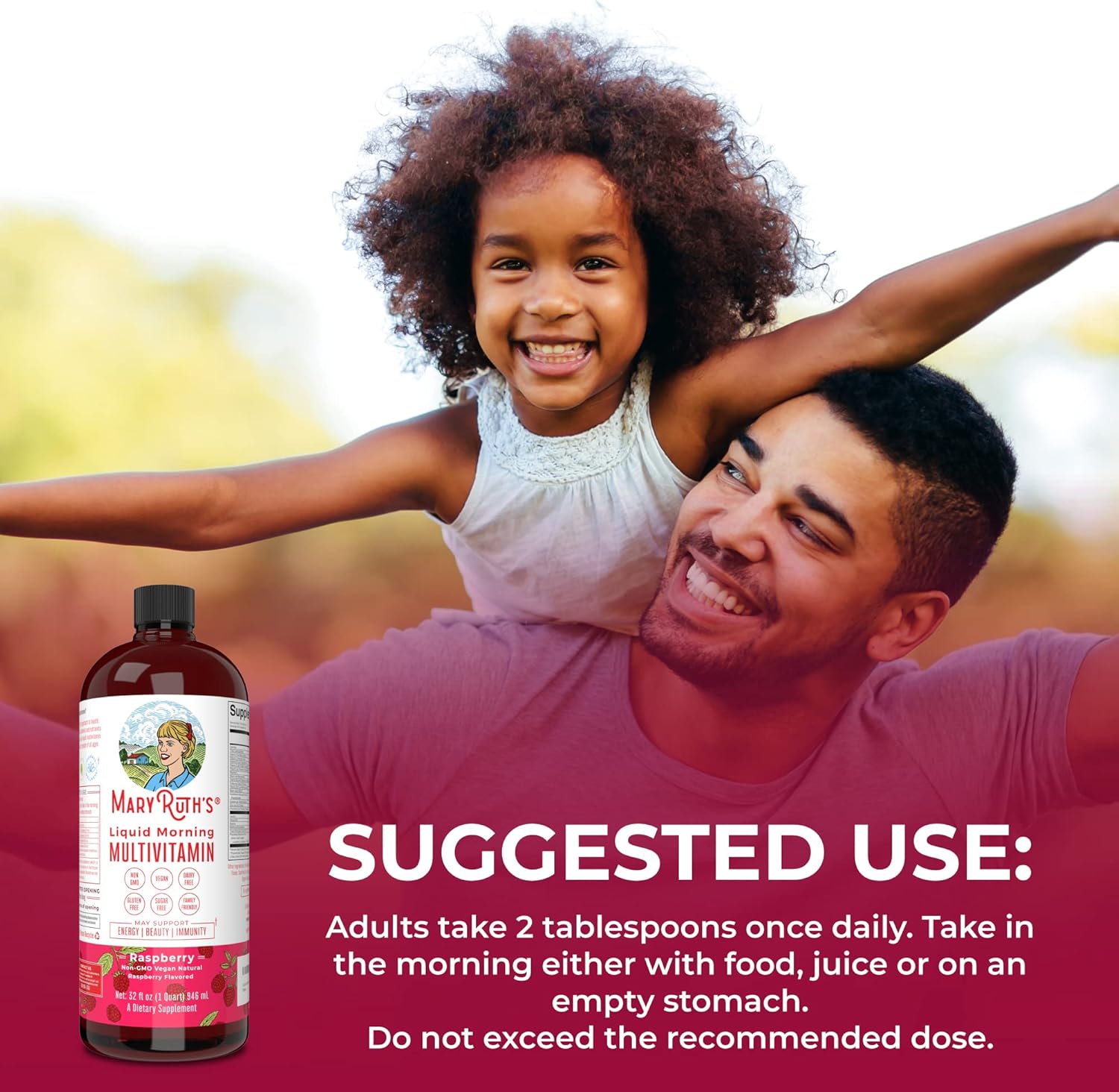 MaryRuth's Multivitamin Multimineral Liquid for Women Men & Kids, Vegan, Non-GMO, 32 Fl Oz H634