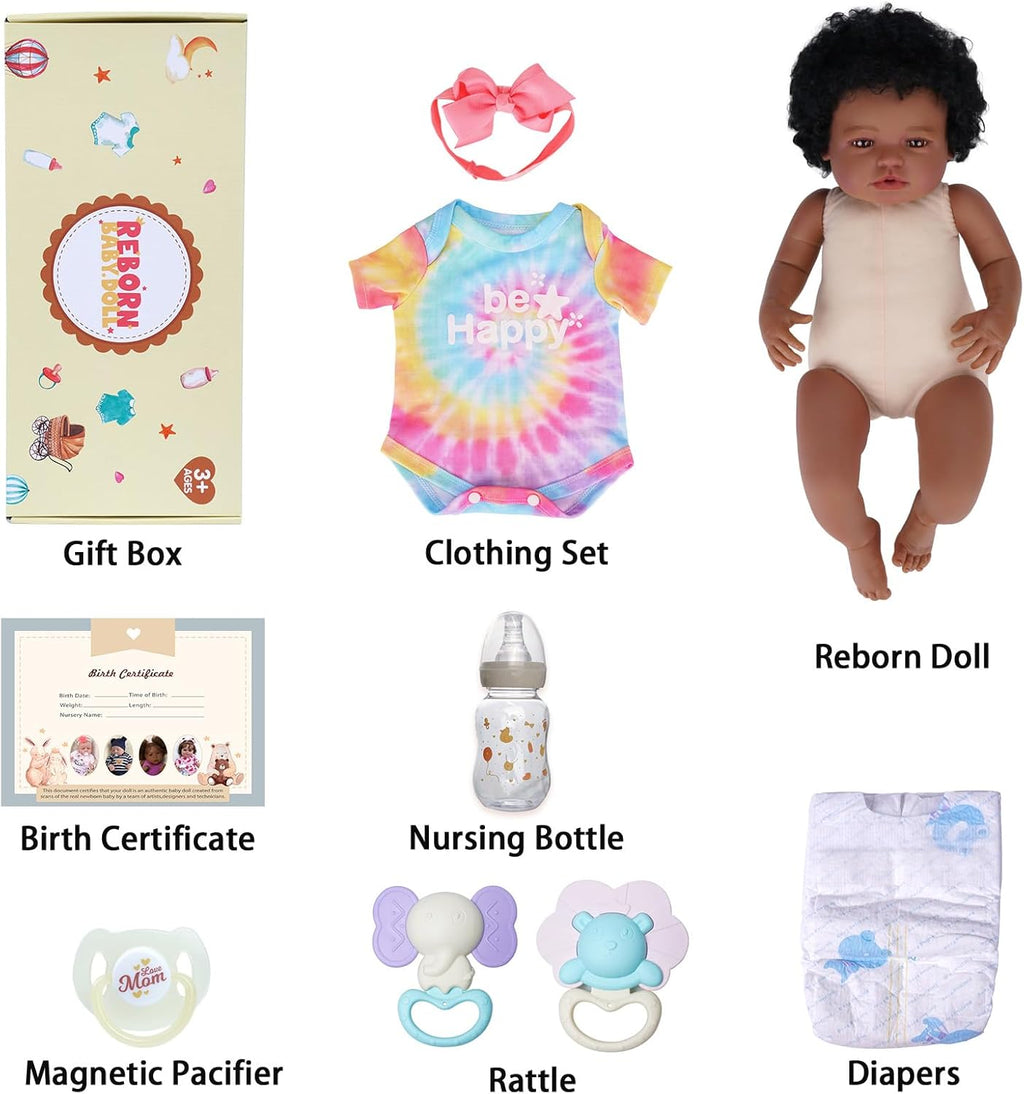 BABESIDE Lifelike Reborn Baby Doll Black Girl 20 Inch Brown Eyes T91924