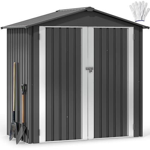 DWVO 6x4ft Metal Storage Shed for Outdoors, Dark Gray T6985