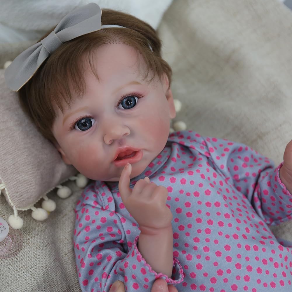 Lifelike Reborn Baby Doll 20 Inch Newborn Girl with Realistic Veins, Handmade Vinyl, Weighted Cloth Body I99243