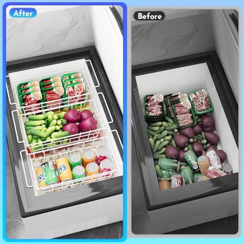 17.5 Inch Metal Wire Freezer Bins 2Pack with Hanging Handles G949
