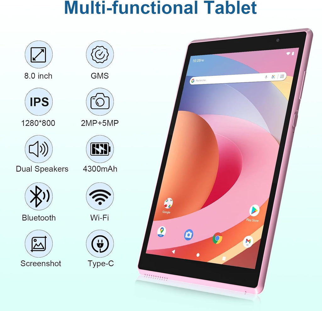 Android Tablet 8 inch, 4GB RAM 32GB, Pink A466052