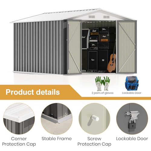 Patiowell 5x3 FT Outdoor Storage Shed with Sloping Roof and Lockable Door, Brown L4971