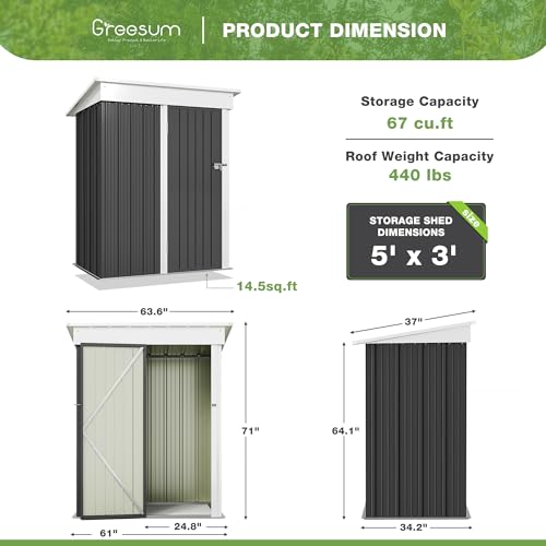 Greesum Outdoor Storage Shed 6 x 8 ft Metal Garden Utility Tool Shed with Lock, Brown U409
