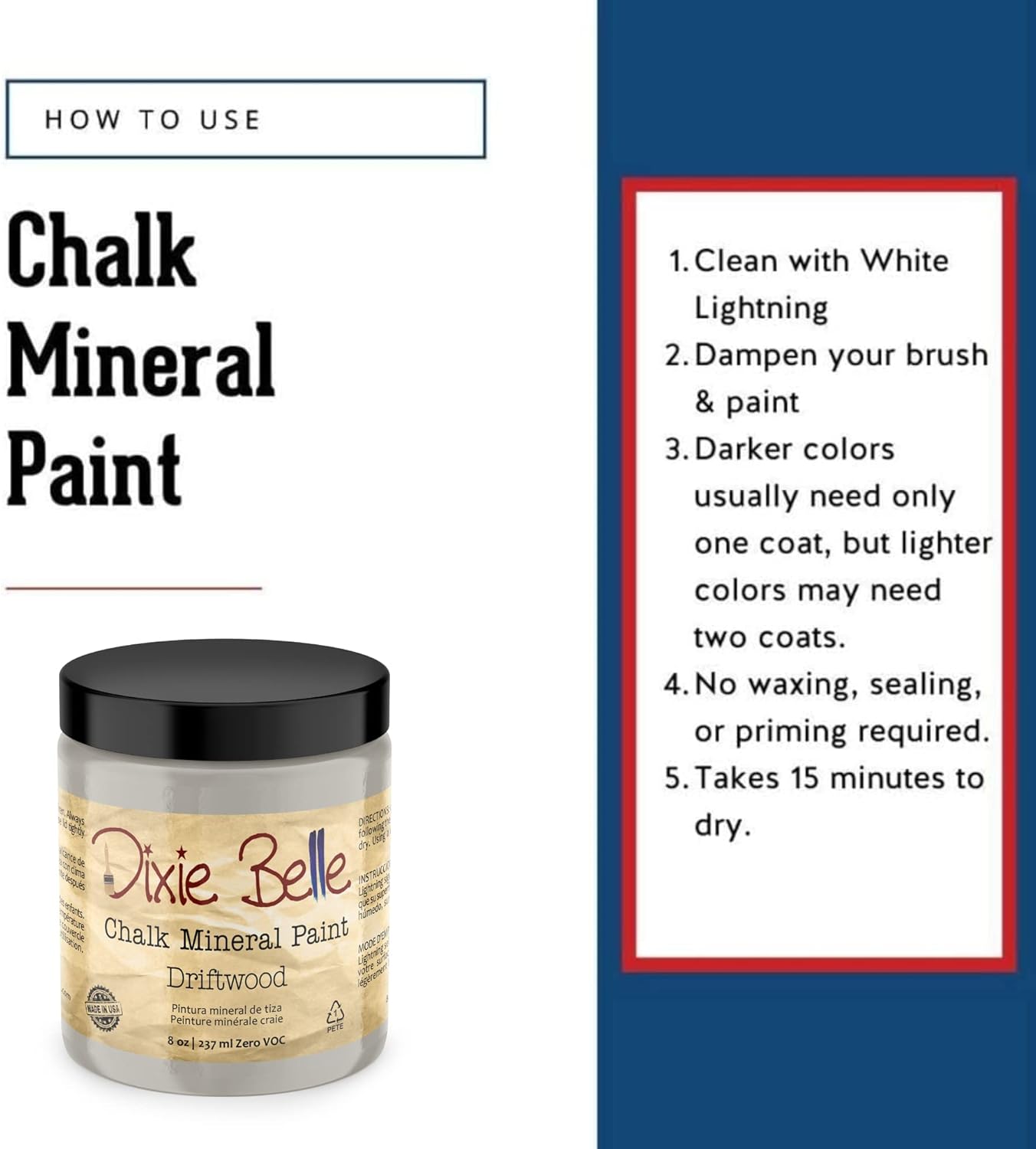 Dixie Belle Chalk Finish Furniture Paint Driftwood 8oz O561540