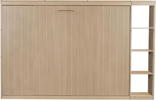 Full Murphy Bed with Storage Shelves, White Z979
