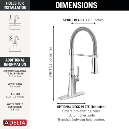 Delta Faucet Ermelo Pro Commercial Kitchen Faucet with Pull Down Sprayer, Brushed Nickel B410894