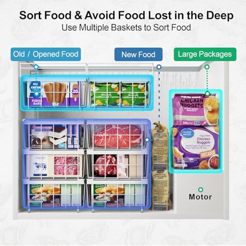 iSPECLE Freezer Organizer Bins 2 Pack, Expandable Stackable for Chest Freezer, Black R10570