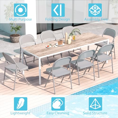 Folding Chairs with Padded Cushion and Back, 4 Pack, Black Q60523