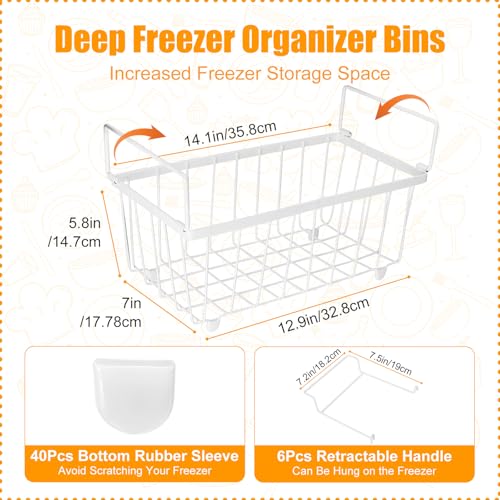 Freezer Organizer Bins, 6 Pack Stackable with Handles, Black S4912
