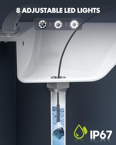 Anykit 1080P HD Dual Lens Endoscope Camera with 8 LED Lights, 16.5ft Semi-Rigid Snake Camera H9256