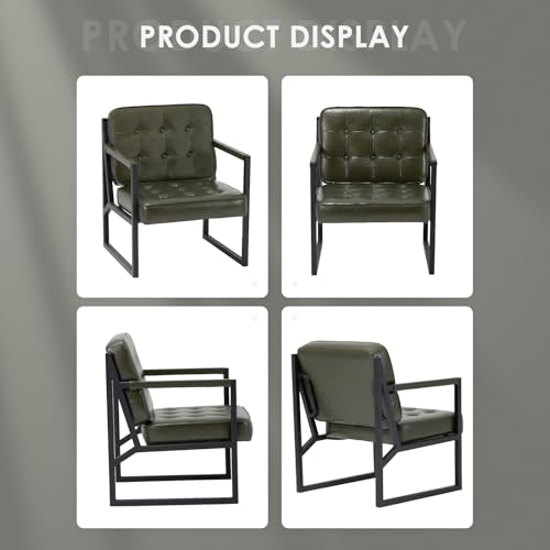 COLAMY Mid Century Modern Accent Chair Set of 2, Faux Leather, Black S4169